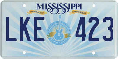 MS license plate LKE423