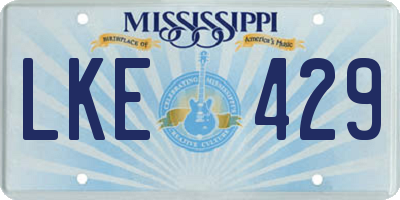 MS license plate LKE429