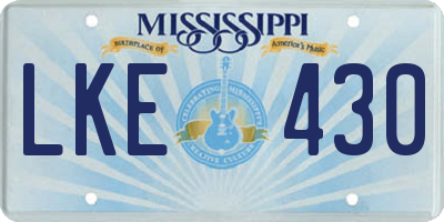 MS license plate LKE430