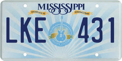 MS license plate LKE431