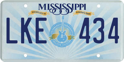 MS license plate LKE434