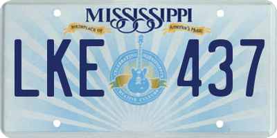 MS license plate LKE437