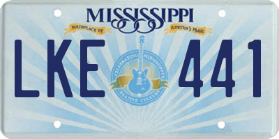 MS license plate LKE441