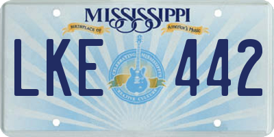 MS license plate LKE442
