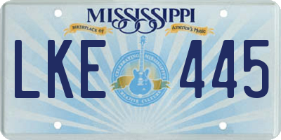 MS license plate LKE445