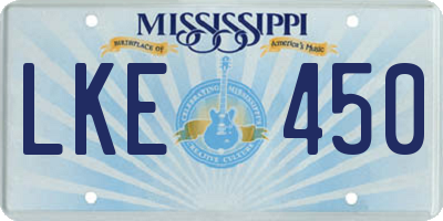 MS license plate LKE450