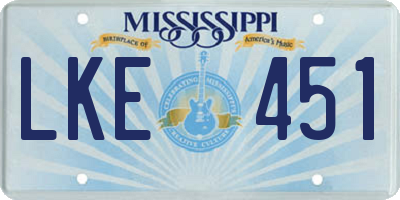 MS license plate LKE451