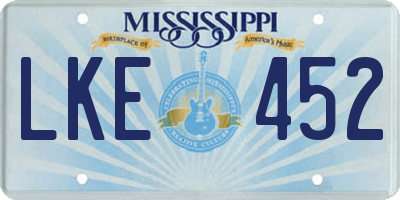 MS license plate LKE452