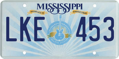 MS license plate LKE453