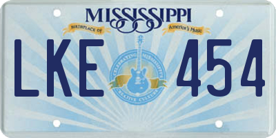 MS license plate LKE454