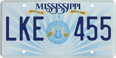 MS license plate LKE455