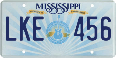 MS license plate LKE456