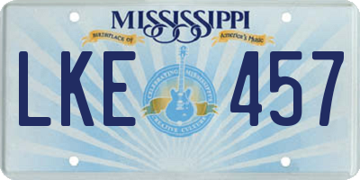 MS license plate LKE457