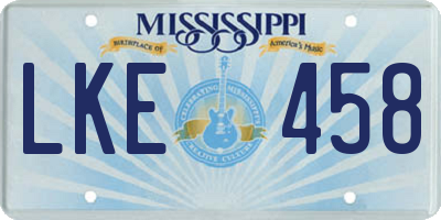 MS license plate LKE458
