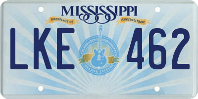 MS license plate LKE462