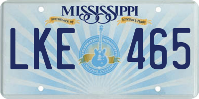 MS license plate LKE465