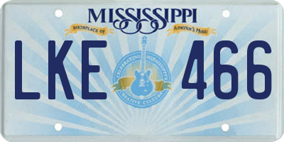 MS license plate LKE466