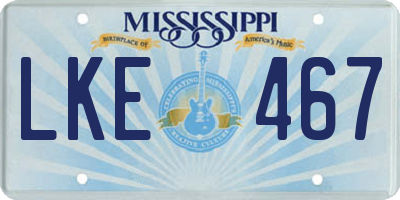MS license plate LKE467