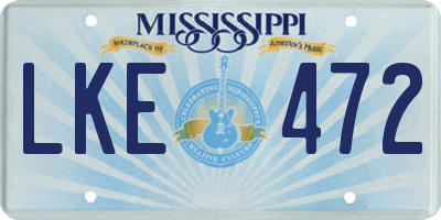 MS license plate LKE472