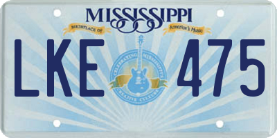 MS license plate LKE475