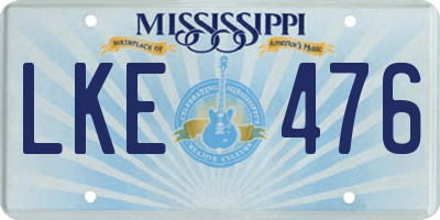 MS license plate LKE476