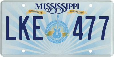 MS license plate LKE477