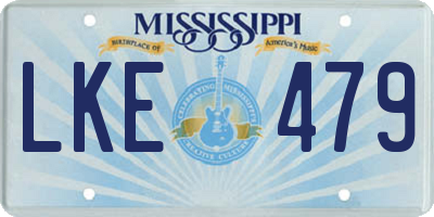 MS license plate LKE479