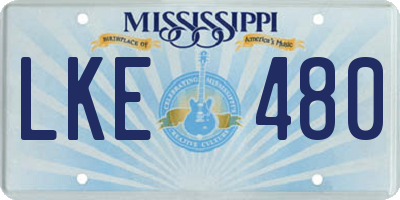 MS license plate LKE480