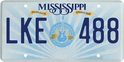 MS license plate LKE488