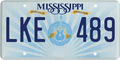 MS license plate LKE489