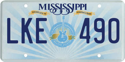 MS license plate LKE490