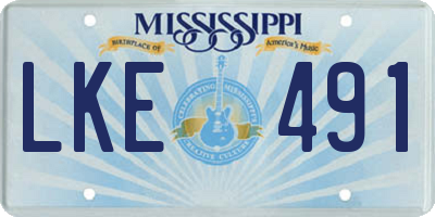 MS license plate LKE491