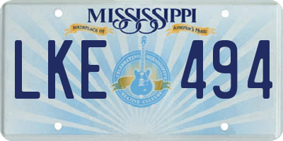 MS license plate LKE494