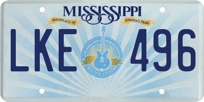 MS license plate LKE496