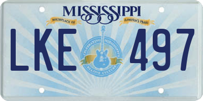 MS license plate LKE497