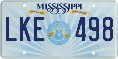 MS license plate LKE498