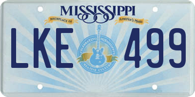 MS license plate LKE499