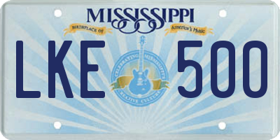 MS license plate LKE500