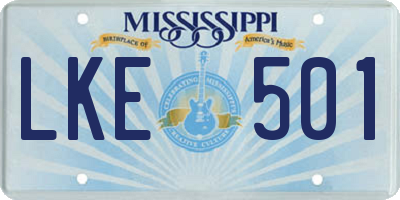 MS license plate LKE501