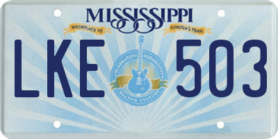 MS license plate LKE503