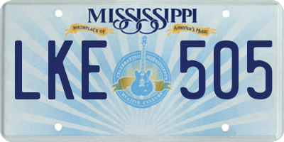 MS license plate LKE505