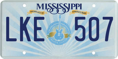 MS license plate LKE507