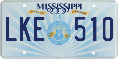 MS license plate LKE510