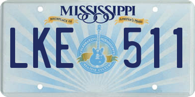 MS license plate LKE511