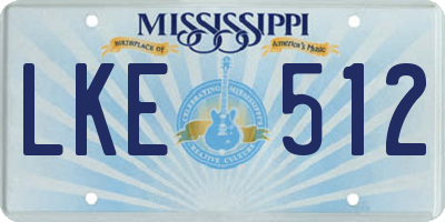 MS license plate LKE512