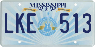 MS license plate LKE513
