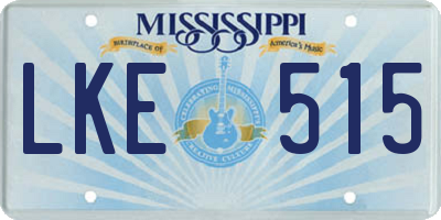 MS license plate LKE515