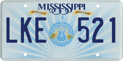 MS license plate LKE521