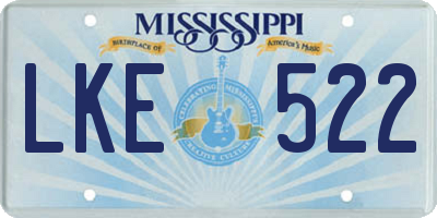 MS license plate LKE522