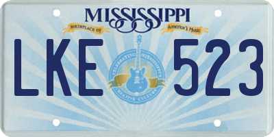 MS license plate LKE523